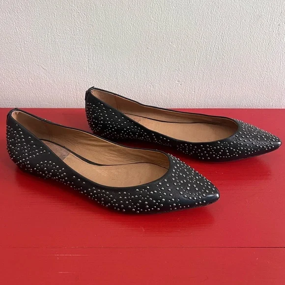 Coach black leather studded flats sz 10 🤩 - Picture 2 of 10